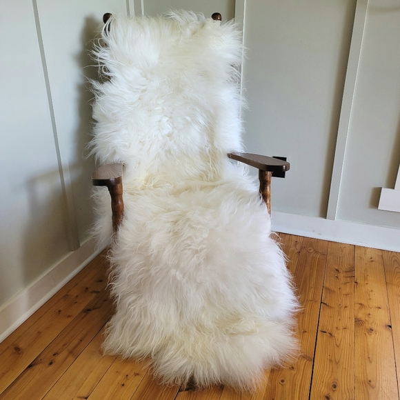 NATURAL White Long Hair Sheepskin for Bench Seat, Rug Runner or Throw - Picture 2 of 8